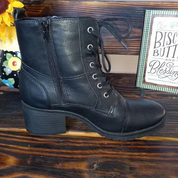 SUGAR Combat Chunky Heel Ankle Boots - Picture 10 of 13